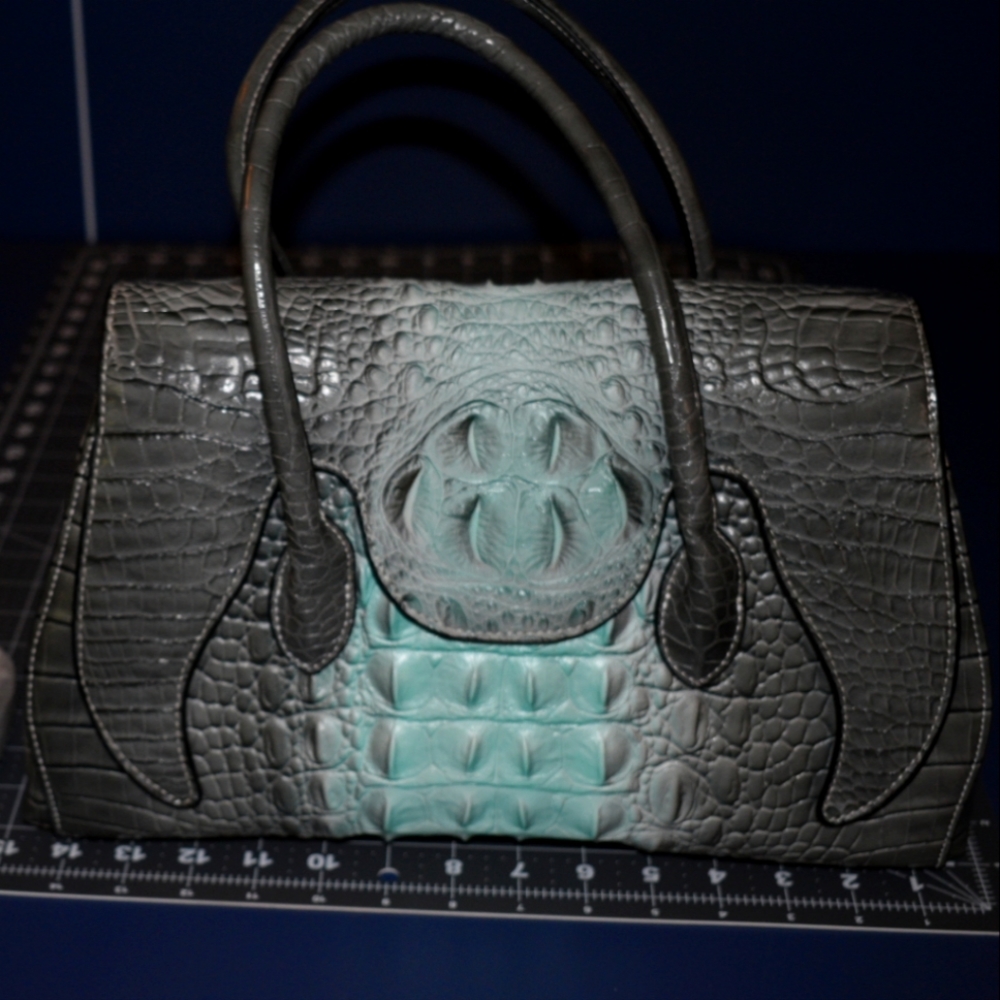 Grey and Mint Green Handbag